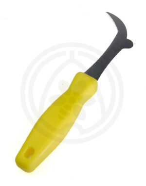 Pčelarski nož sa kukom i žutim plastičnim rukohvatom, Cr (inox)